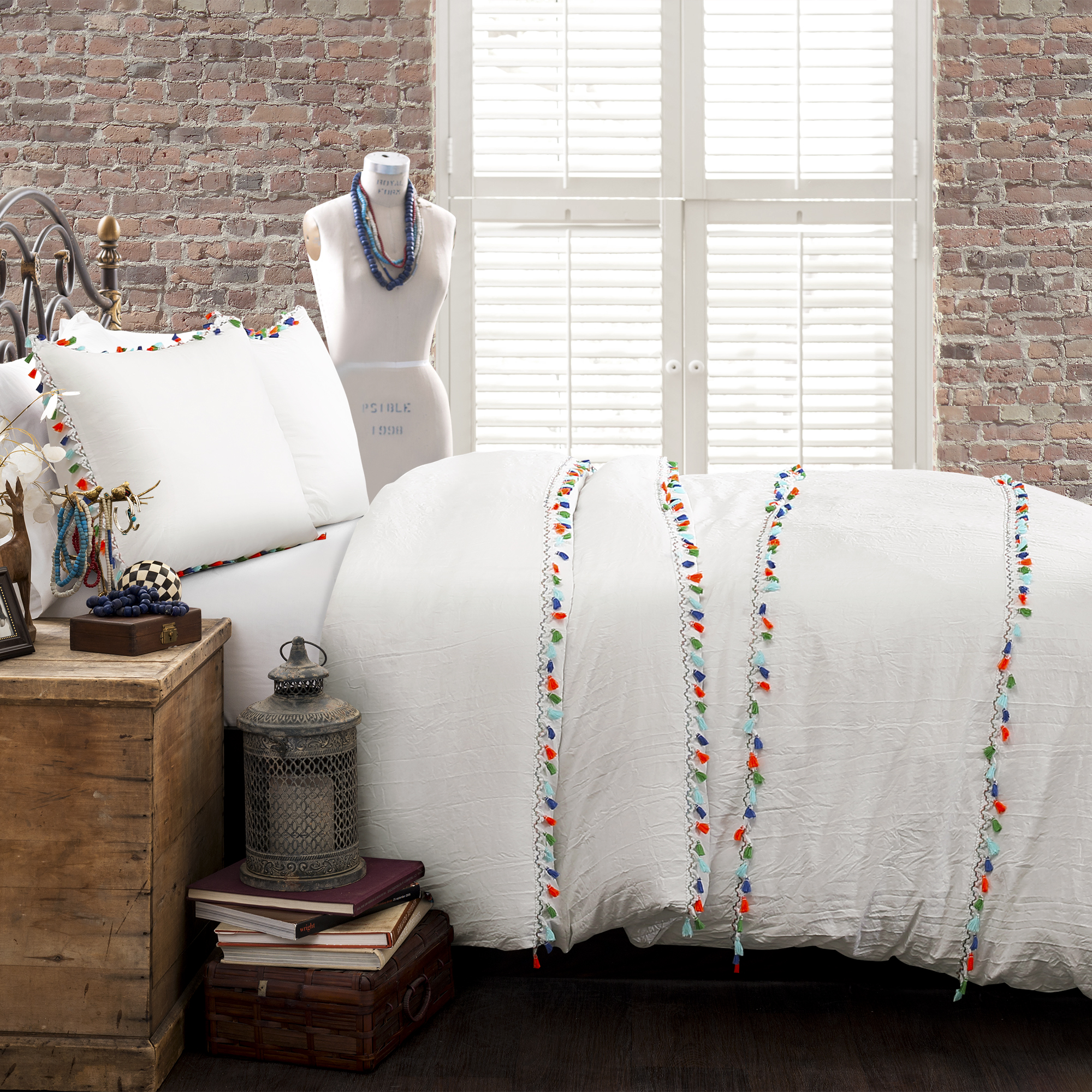 Boho Tassel Comforter White 3Pc Set King | eBay